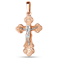 Золотой крестик с белым Распятием 024152