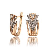 Сережки из комбинированного золота с фианитами 033652