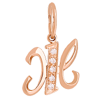Золотой кулон буква Ж с цирконием 023727