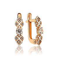 Женские сережки из красного золота с фианитами 035782