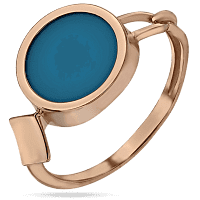 Золотое кольцо Круг с синей бирюзой 033399