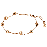 Женский браслетик с шариками в красном золоте и дополнительной цепочкой 039965