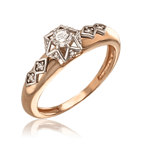 Золотое кольцо с фианитами в красивом дизайне 032537