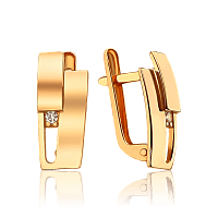 Золотые серьги с фианитом 036245