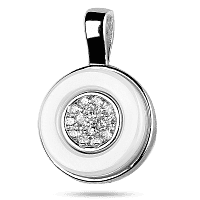Серебряный подвесок Круг из керамики и фианитов 925 пробы 039403