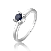 Золотое кольцо из белого золота с сапфиром 025348