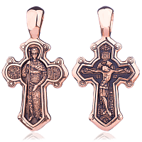 Золотой крест Великомученик Дмитрий Солунский с чернением 024626