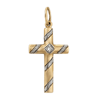 Золотий хрестик з діамантом s3037