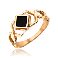 Золотое кольцо с агатом в геометричном стиле 035385