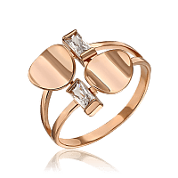 Золотое зеркальное кольцо с фианитами 033815