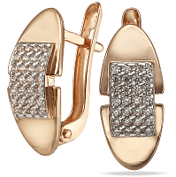 Серьги с фианитами в золоте английский замок 033623