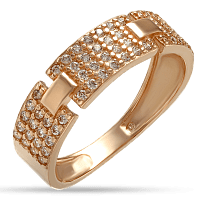 Стильное кольцо из красного золота с фианитами 032265