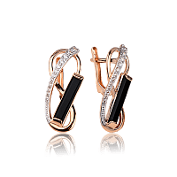 Золотые серьги с агатом и фианитами 029538