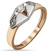 Золотое кольцо с фианитами в белом и красном золоте 038961