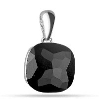 Подвеска серебряная с большим черным фианитом 038315
