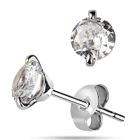 Серебряные серьги - пусеты на зажиме с белыми фианитами 925 пробы 039587