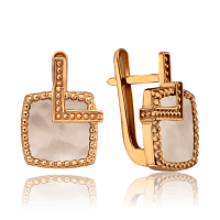 Сережки золотые с перламутром Магический Квадрат 034183