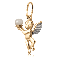 Золотой кулон Ангел с жемчугом 62113