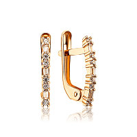 Золотые серьги с фианитами английский замок 035479