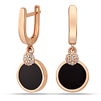 Золотые серьги с агатом и фианитами 038842