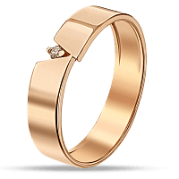 Обручальное кольцо золотое с фианитом в современном дизайне 036231