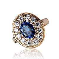 Золотое кольцо с синим цирконием Маргарет 033562