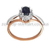 Золотое кольцо с сапфиром и бриллиантами 11472