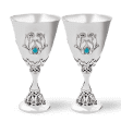 Серебряный набор бокалов 925 пробы с бирюзой и ажурной ножкой Венеция 038155 детальное изображение ювелирного изделия Наборы столового серебра