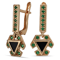 Золотые серьги с агатом и нанокристаллами 030041