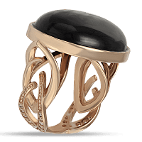 Золотое кольцо с крупным агатом и декорированым ободком Кармен 033891