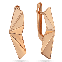 Золотые серьги Оригами с английским замком 034695