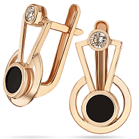 Серьги из красного золота с агатом и фианитом 034633