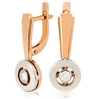 Золотые серьги с бриллиантом 023415