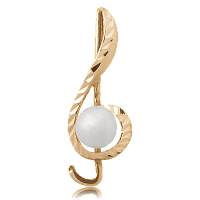 Золотой кулон Скрипичный ключ с жемчужиной 62159