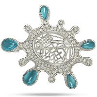 Серебряная брошь с улекситами и фианитами Дождливый День 034332