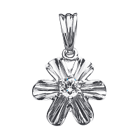 Подвес из белого золота с бриллиантом Цветок Р0526