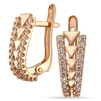 Золотые серьги с фианитом Треугольники 033730