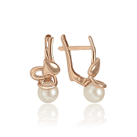 Золотые серьги Сердечко с жемчугом 028932