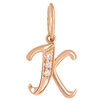Золотий кулон літера К з цирконієм 023725