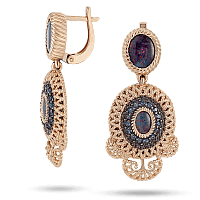 Золотые серьги массивные с опалом Семирамида 034139