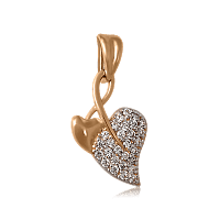 Золотой кулон Сердца с фианитом 024360