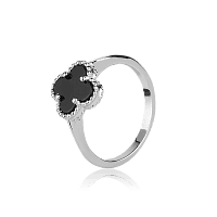 Серебряное кольцо с чёрным ониксом 028306