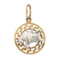 Золотой кулон знак зодиака Телец 63134