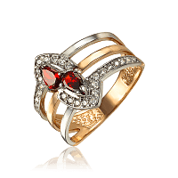 Кольцо из комбинированного золота 585 с камнями 033980