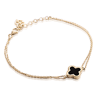 Браслет из лимонного золота Клевер с ониксом 035341