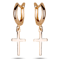 Золотые серьги с крестиками на английском замке 032781