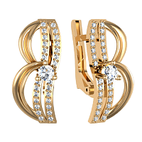 Золоті сережки з діамантом і цирконієм 420971