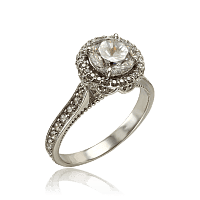 Кольцо из белого золота с камнями Миранда 034119