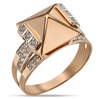 Золотое кольцо с фианитами Пирамидка 036396