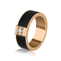 Каучуковое кольцо с золотой основой и фианитом 026563